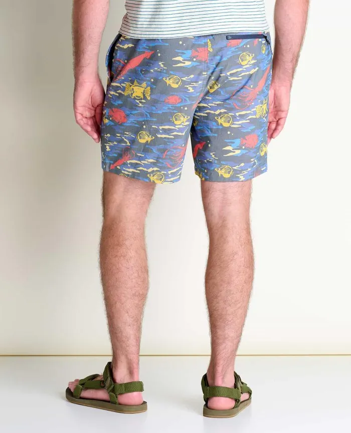 Men Shorts Toad and Co Boundless PullOn Short Sea Blue Fish Print