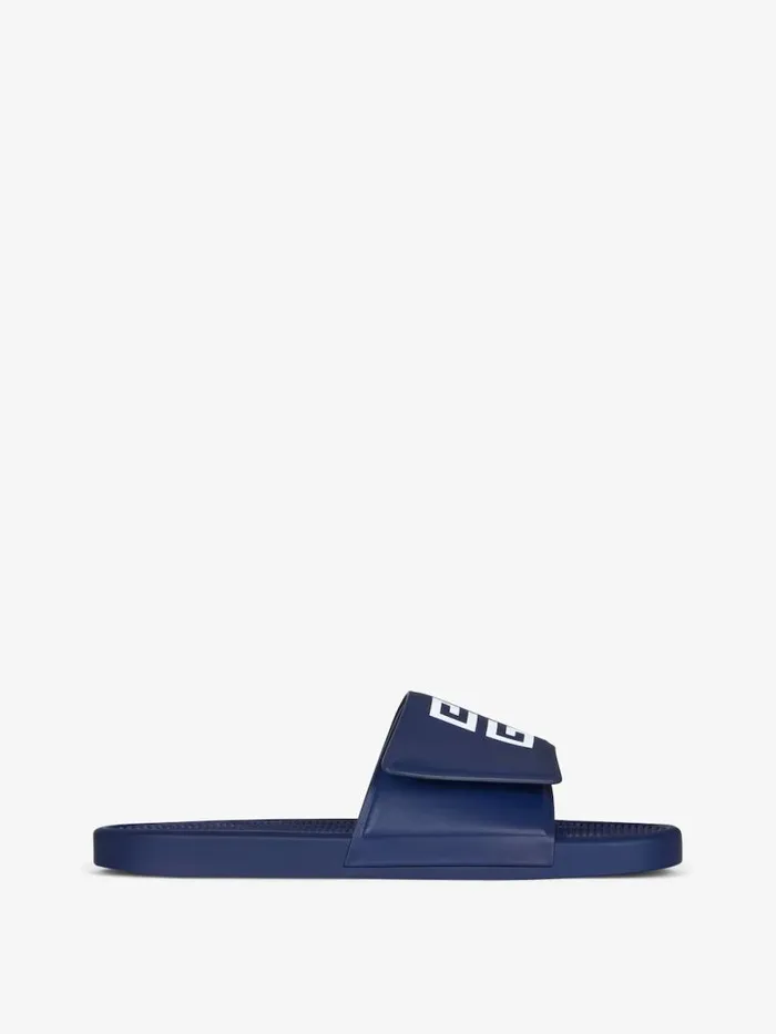 Men Slides and Sandals Givenchy Slide Flat Sandals In Synthetic Leather Medium Blue Men Slides and Sandals Givenchy Slide Flat Sandals In Synthetic Leather Medium Blue