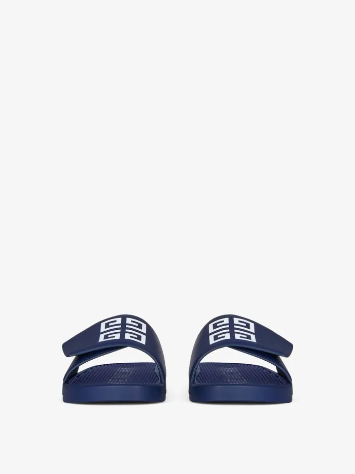 Men Slides and Sandals Givenchy Slide Flat Sandals In Synthetic Leather Medium Blue Men Slides and Sandals Givenchy Slide Flat Sandals In Synthetic Leather Medium Blue