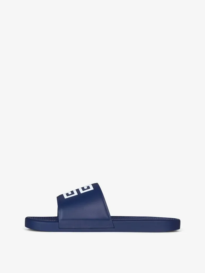 Men Slides and Sandals Givenchy Slide Flat Sandals In Synthetic Leather Medium Blue Men Slides and Sandals Givenchy Slide Flat Sandals In Synthetic Leather Medium Blue