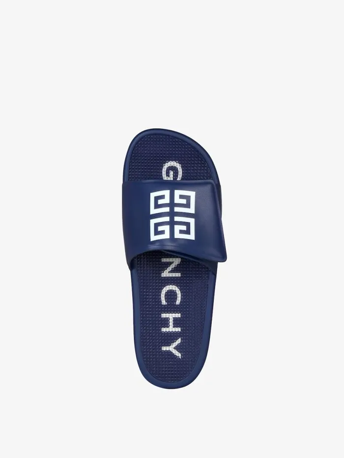 Men Slides and Sandals Givenchy Slide Flat Sandals In Synthetic Leather Medium Blue Men Slides and Sandals Givenchy Slide Flat Sandals In Synthetic Leather Medium Blue