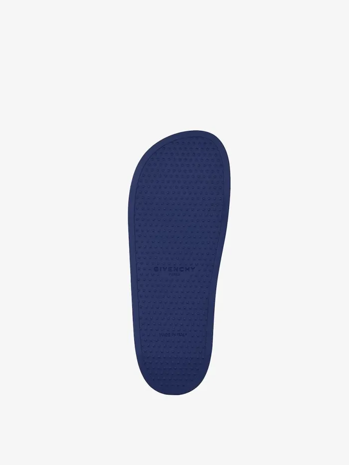 Men Slides and Sandals Givenchy Slide Flat Sandals In Synthetic Leather Medium Blue Men Slides and Sandals Givenchy Slide Flat Sandals In Synthetic Leather Medium Blue