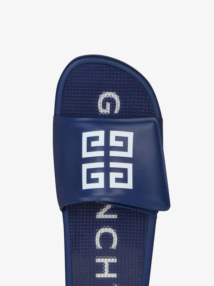 Men Slides and Sandals Givenchy Slide Flat Sandals In Synthetic Leather Medium Blue Men Slides and Sandals Givenchy Slide Flat Sandals In Synthetic Leather Medium Blue