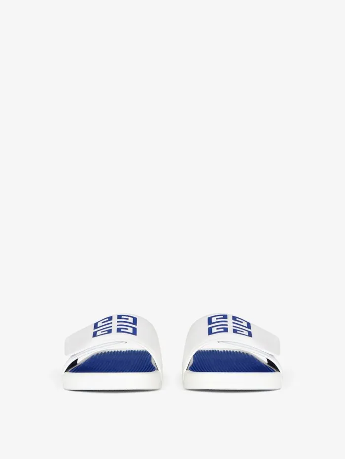Men Slides and Sandals Givenchy Slide Flat Sandals In Synthetic Leather Whiteblue Men Slides and Sandals Givenchy Slide Flat Sandals In Synthetic Leather Whiteblue