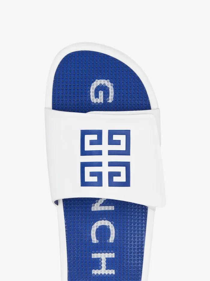 Men Slides and Sandals Givenchy Slide Flat Sandals In Synthetic Leather Whiteblue Men Slides and Sandals Givenchy Slide Flat Sandals In Synthetic Leather Whiteblue