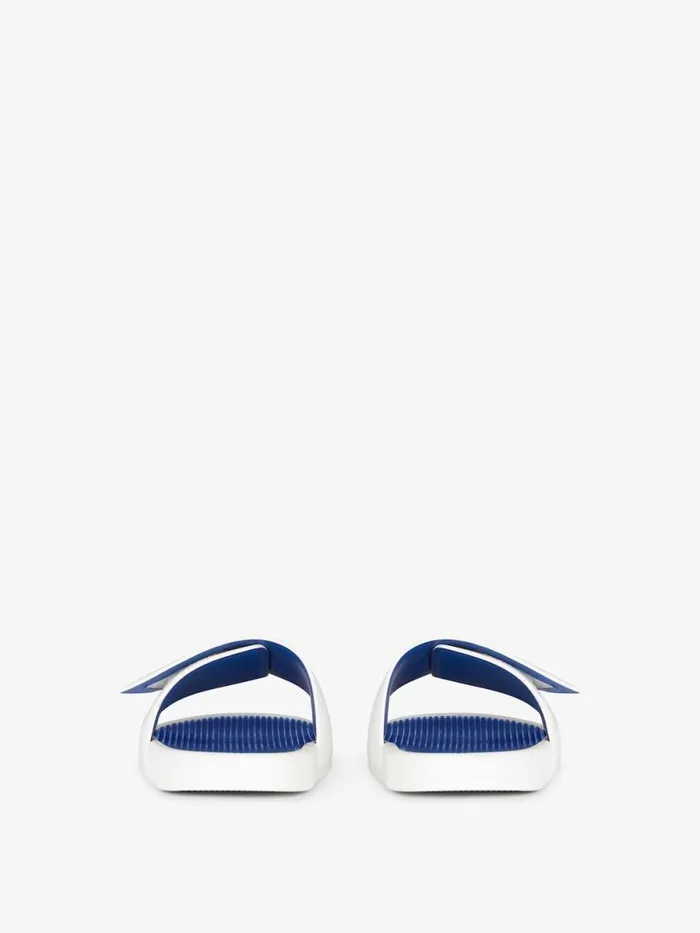 Men Slides and Sandals Givenchy Slide Flat Sandals In Synthetic Leather Whiteblue Men Slides and Sandals Givenchy Slide Flat Sandals In Synthetic Leather Whiteblue