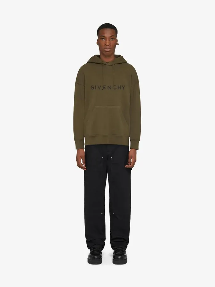 Men Sweatshirts and Hoodies Givenchy GIVENCHY Archetype Slim Fit Hoodie In Fleece Khaki Men Sweatshirts and Hoodies Givenchy GIVENCHY Archetype Slim Fit Hoodie In Fleece Khaki