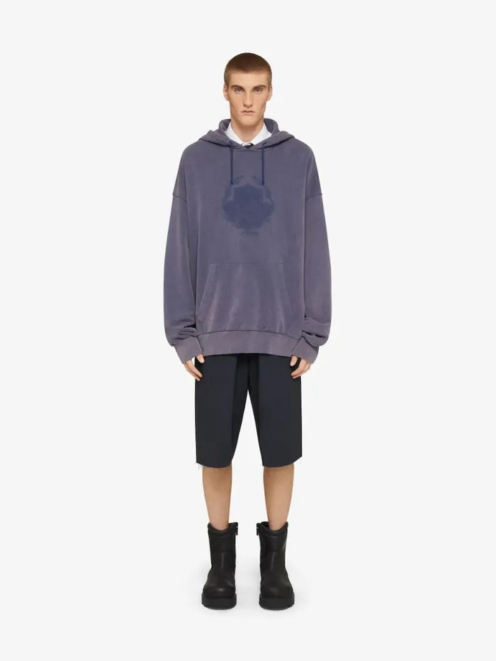 Men Sweatshirts and Hoodies Givenchy GIVENCHY Shadow Oversized Hoodie In Fleece Medium Blue Men Sweatshirts and Hoodies Givenchy GIVENCHY Shadow Oversized Hoodie In Fleece Medium Blue