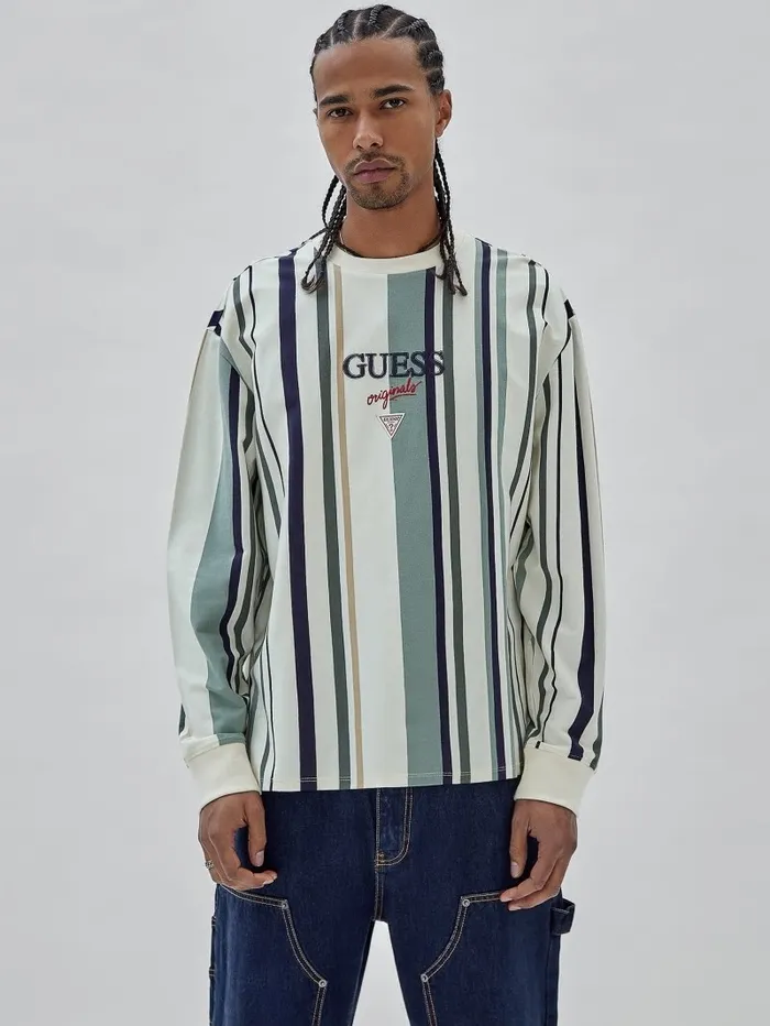 Men TShirts and Tanks GUESS GUESS Originals Striped Tee Sandy Shore Multi