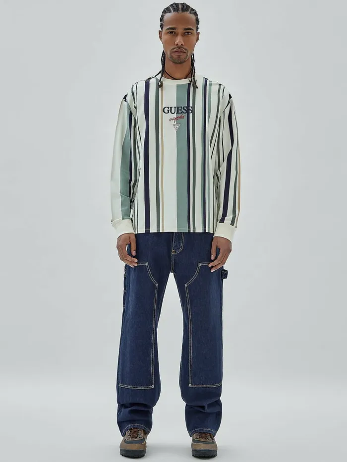 Men TShirts and Tanks GUESS GUESS Originals Striped Tee Sandy Shore Multi