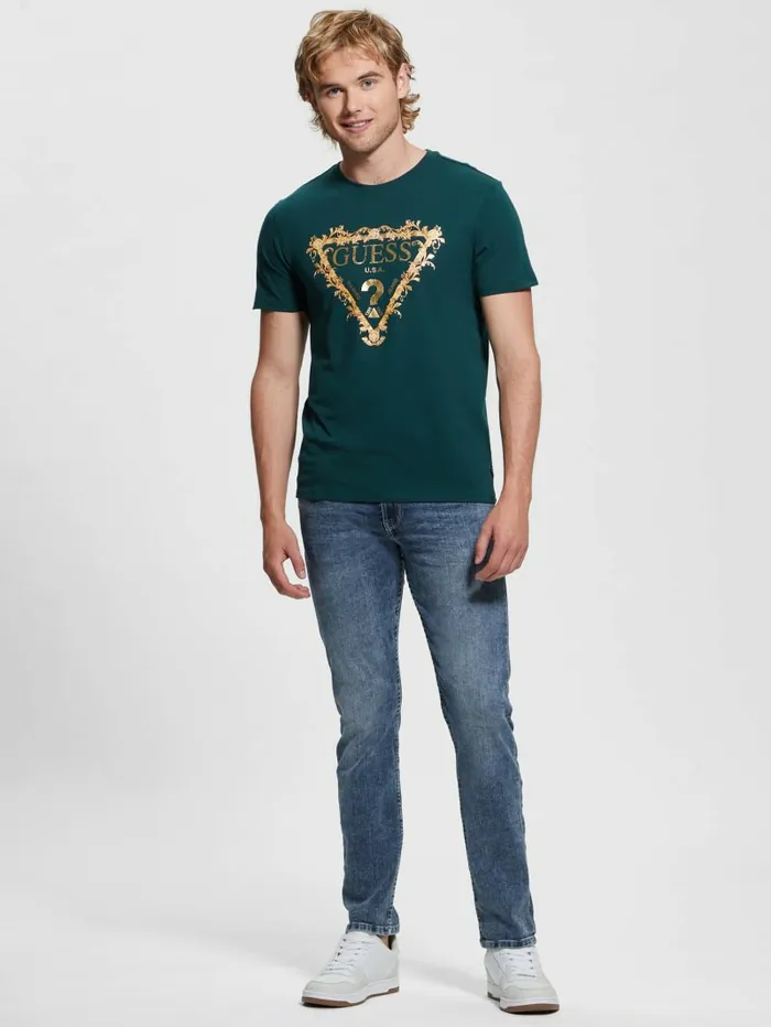 Men TShirts and Tanks GUESS Logo TriScroll Tee Dark Jade Men TShirts and Tanks GUESS Logo TriScroll Tee Dark Jade
