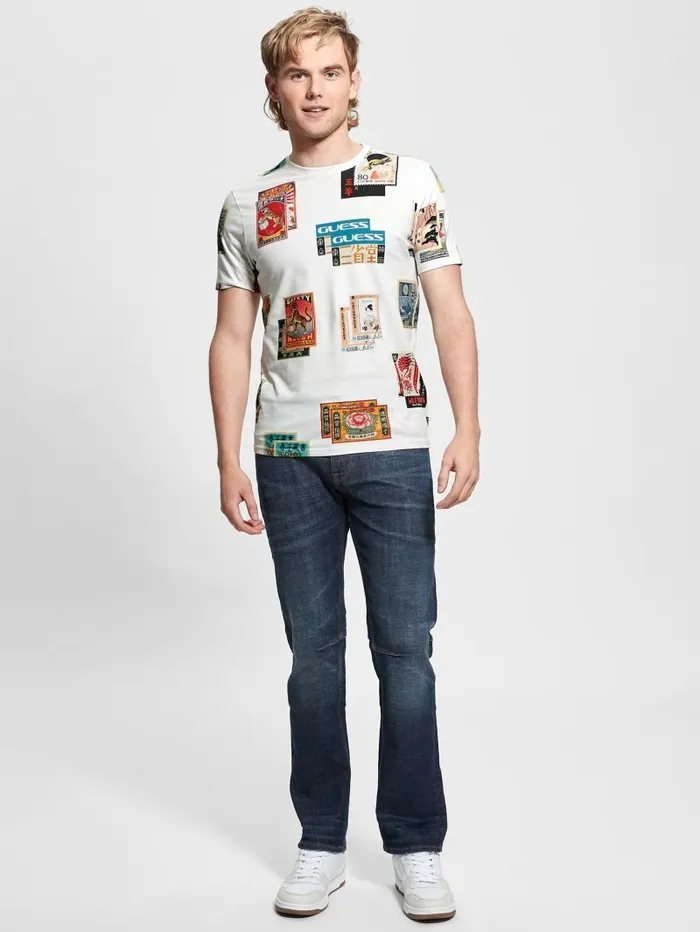 Men TShirts and Tanks GUESS Stamp Collection Tee Salt White Multi