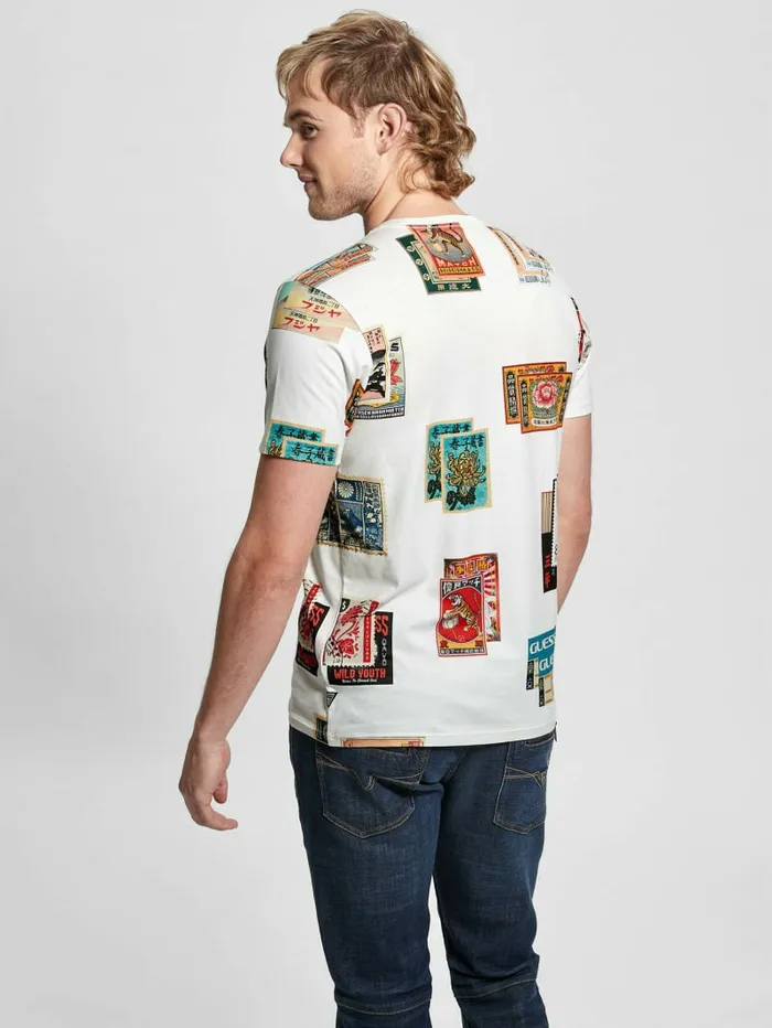 Men TShirts and Tanks GUESS Stamp Collection Tee Salt White Multi