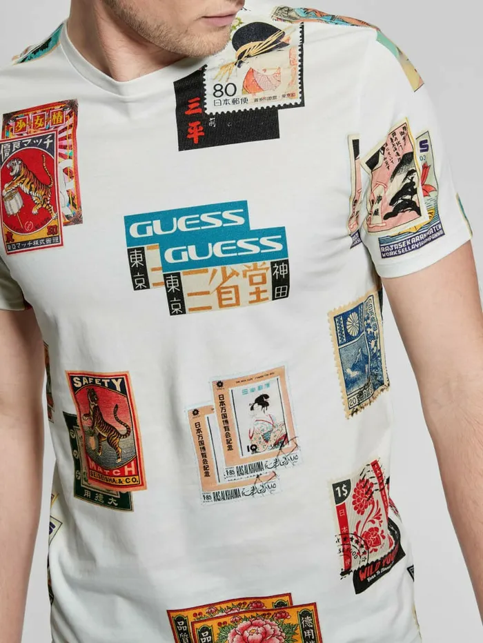 Men TShirts and Tanks GUESS Stamp Collection Tee Salt White Multi