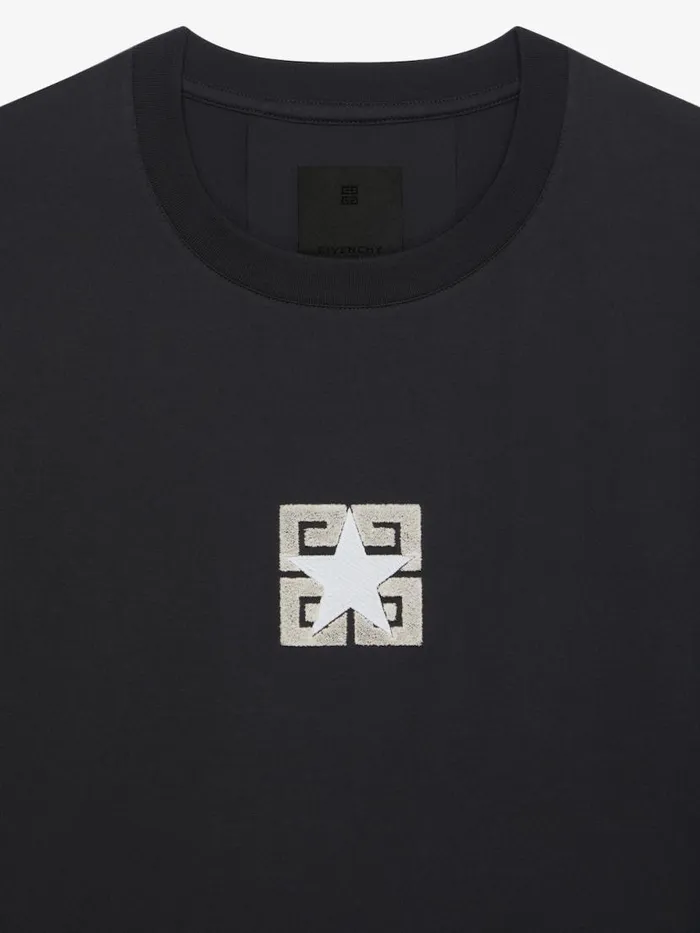 Men TShirts Givenchy 4G Stars Boxy Fit Tshirt In Cotton Black