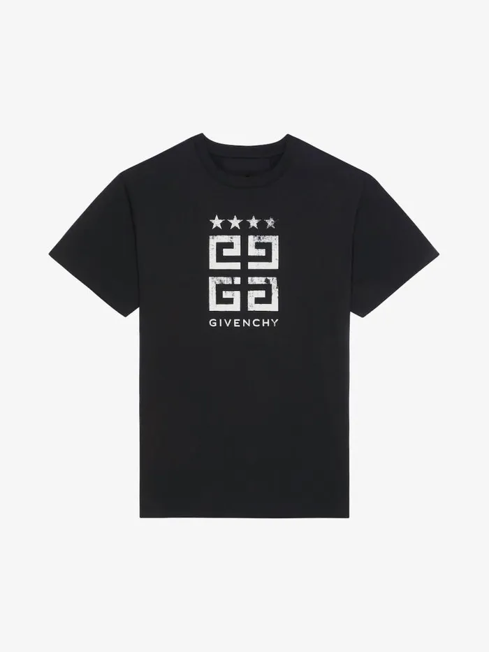 Men TShirts Givenchy 4G Stars Slim Fit Tshirt In Cotton Black