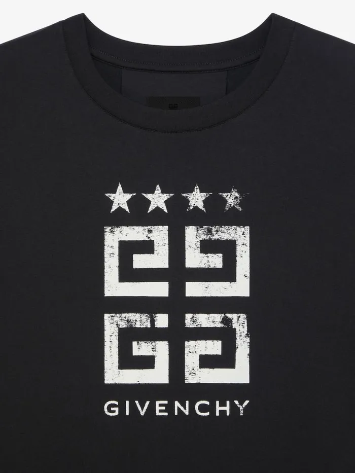 Men TShirts Givenchy 4G Stars Slim Fit Tshirt In Cotton Black