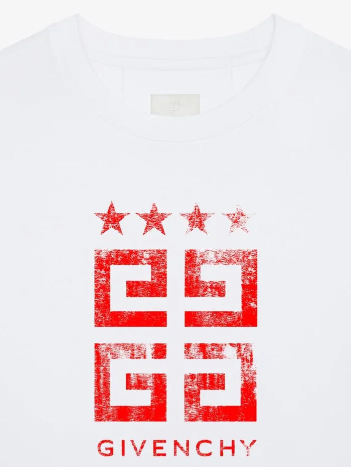 Men TShirts Givenchy 4G Stars Slim Fit Tshirt In Cotton Whitered