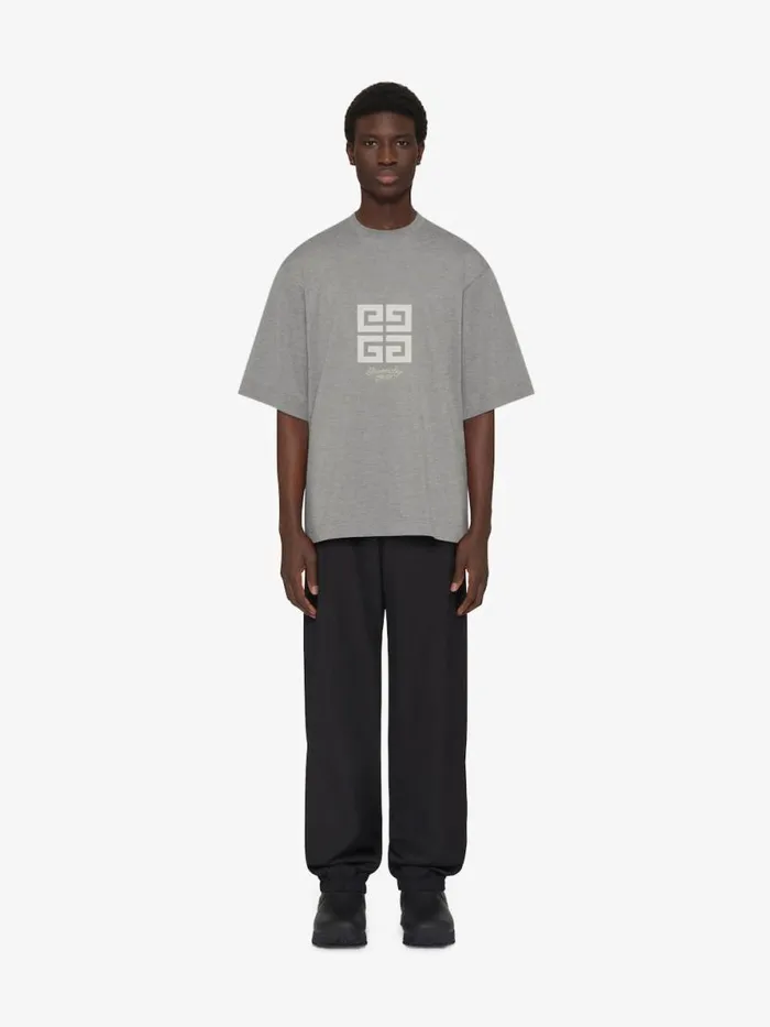 Men TShirts Givenchy 4G Tshirt In Cotton Light Grey Melange
