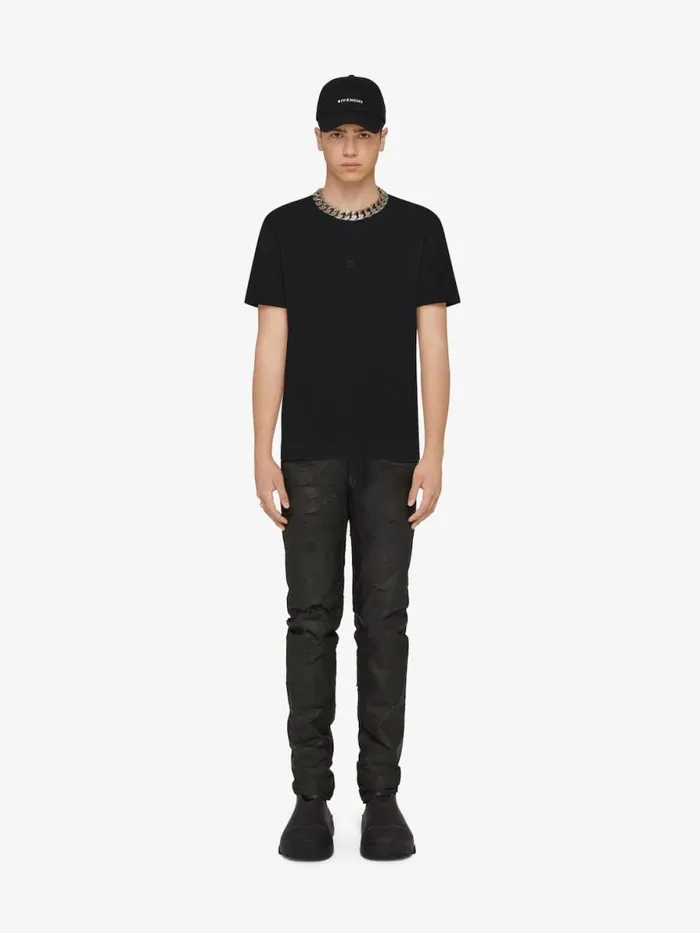 Men TShirts Givenchy Slim Fit Tshirt In Cotton With 4G Embroidery Black