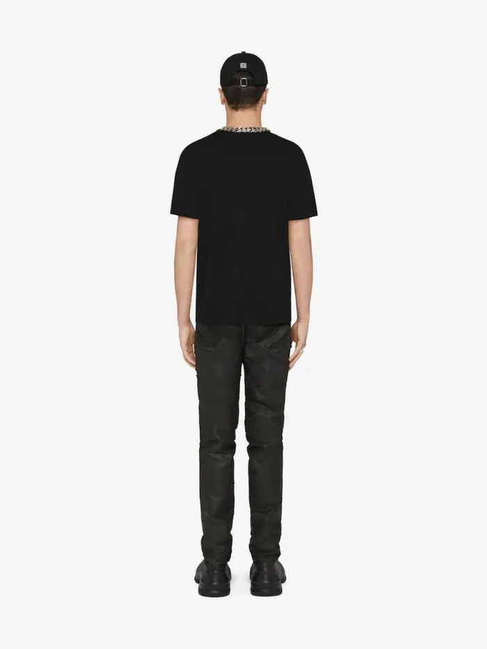 Men TShirts Givenchy Slim Fit Tshirt In Cotton With 4G Embroidery Black