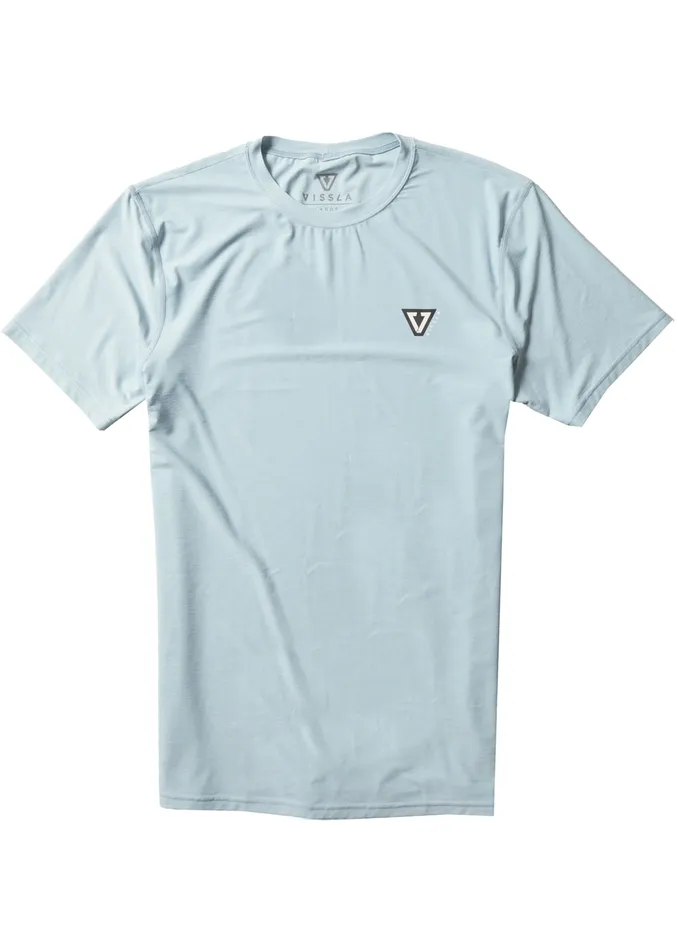 Men Twisted Eco Short Sleeve Lycra Rash Guard COOL BLUE HEATHER Wetsuit Tops and Lycra Vissla Men Twisted Eco Short Sleeve Lycra Rash Guard COOL BLUE HEATHER Wetsuit Tops and Lycra Vissla