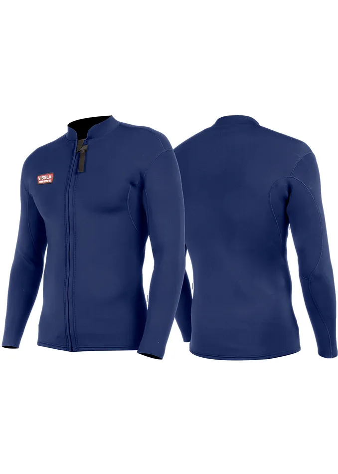Men Vissla Solid Sets 2Mm Front Zip Wetsuit Jacket Dark Naval Wetsuit Tops and Lycra Men Vissla Solid Sets 2Mm Front Zip Wetsuit Jacket Dark Naval Wetsuit Tops and Lycra
