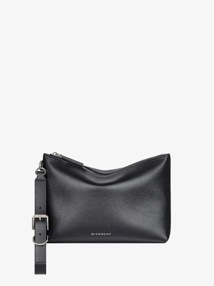 Men Wallets and Card Holders Givenchy Voyou Pouch In Grained Leather Black