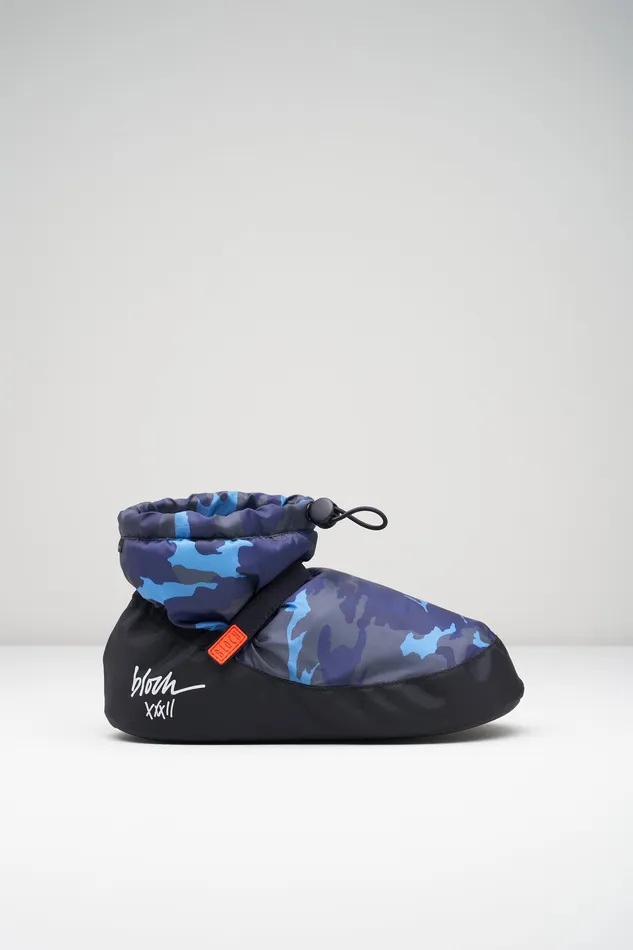 Mens Adult Adult Camo Print Ankle Warm Up Booties Blue Camo Print Bloch