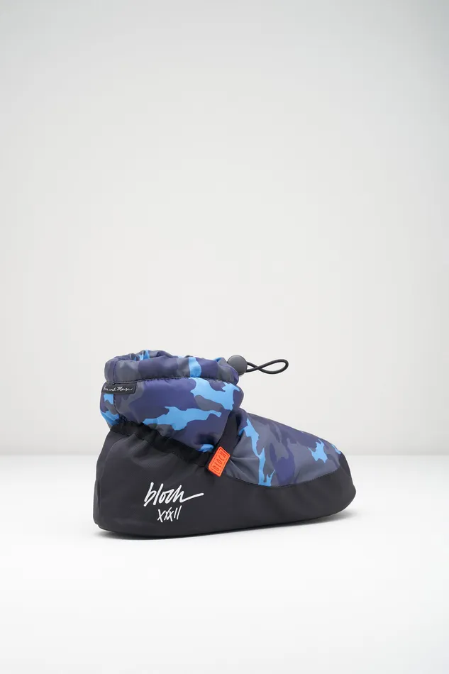 Mens Adult Adult Camo Print Ankle Warm Up Booties Blue Camo Print Bloch