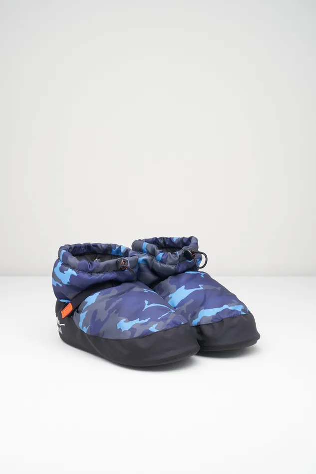 Mens Adult Adult Camo Print Ankle Warm Up Booties Blue Camo Print Bloch