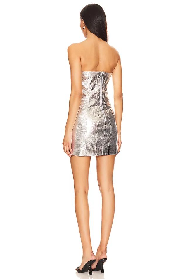 Mercury Faux Leather Mini Dress Silver Women Lovers and Friends Leather Mercury Faux Leather Mini Dress Silver Women Lovers and Friends Leather