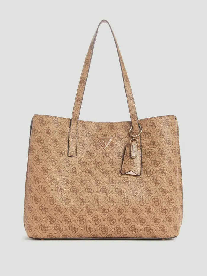 Meridian Quattro G Girlfriend Tote Latte Logo Handbags GUESS Women