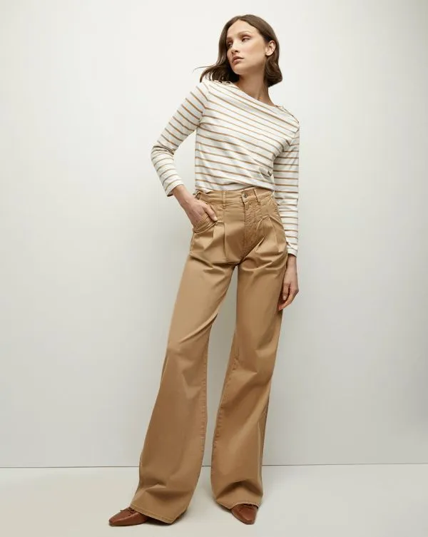 Mia Pleated WideLeg Pant Khaki Women Veronica Beard Pants