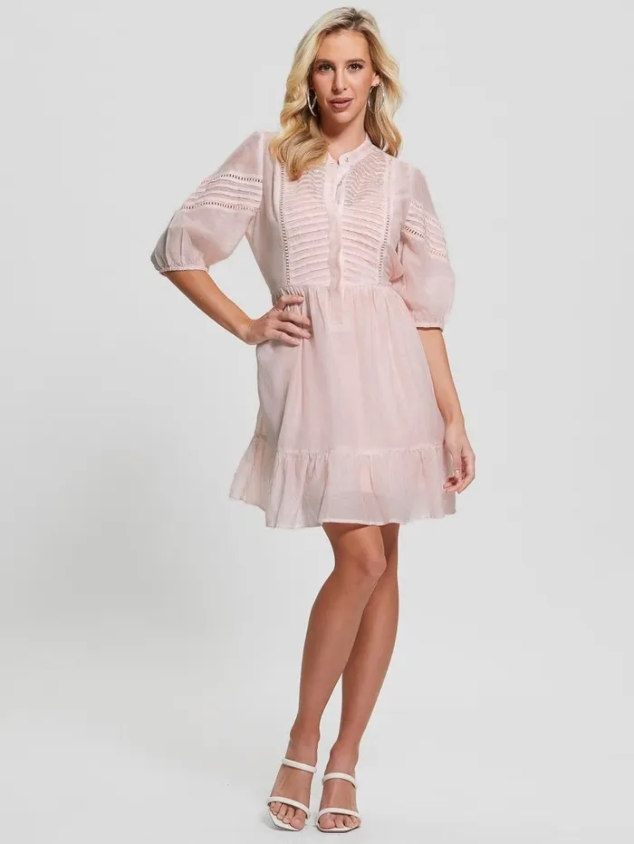 Mia SilkBlend Dress Calm Pink Multi Dresses and Jumpsuits GUESS Women