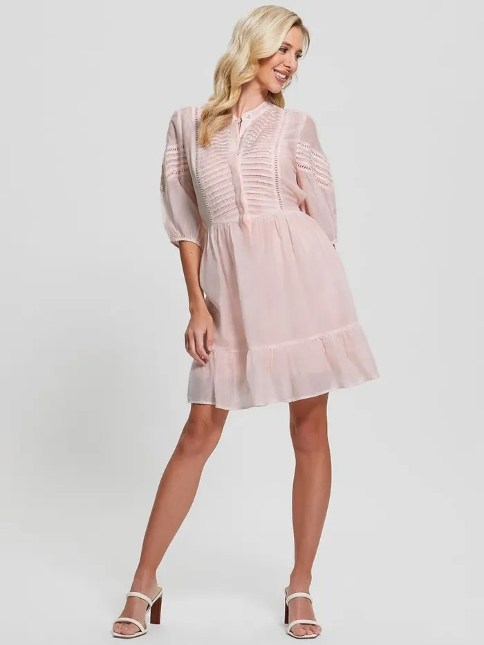 Mia SilkBlend Dress Calm Pink Multi Dresses and Jumpsuits GUESS Women Mia SilkBlend Dress Calm Pink Multi Dresses and Jumpsuits GUESS Women