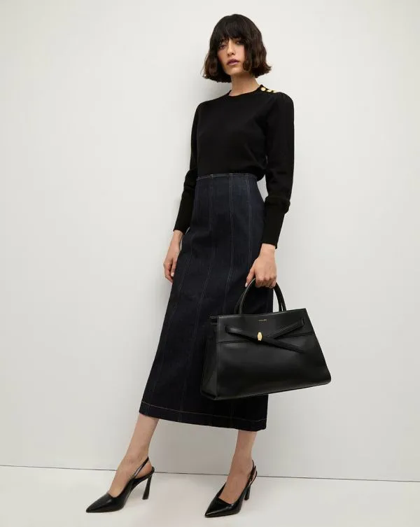 Nelia Cashmere Pullover Button Accent Black Women Veronica Beard Sweaters Nelia Cashmere Pullover Button Accent Black Women Veronica Beard Sweaters