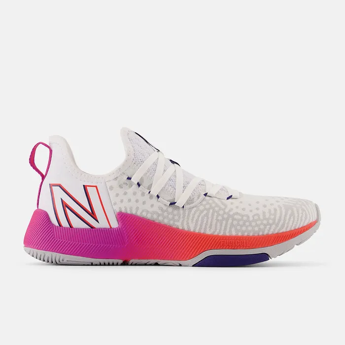 New Balance FuelCell Trainer White with Magenta Pop and Electric Red Women Training