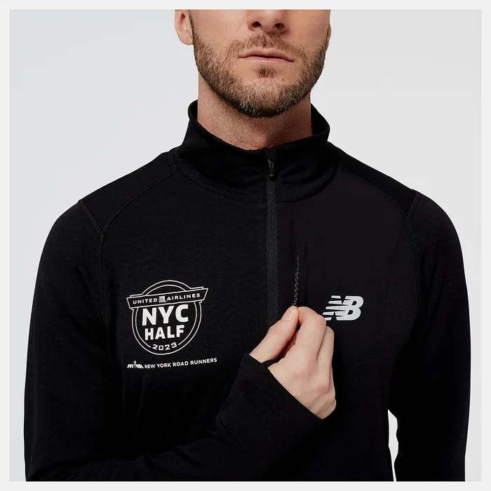 New Balance Hoodies and Sweatshirts Men United Airlines NYC Half NB Heat Grid Half Zip BLACK