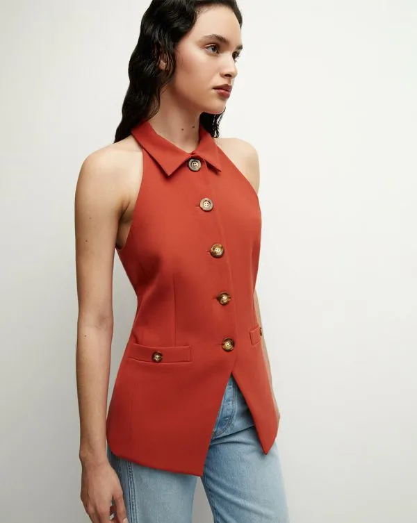 Orlinda Vest Brick Red Women Veronica Beard Jackets and Outerwear