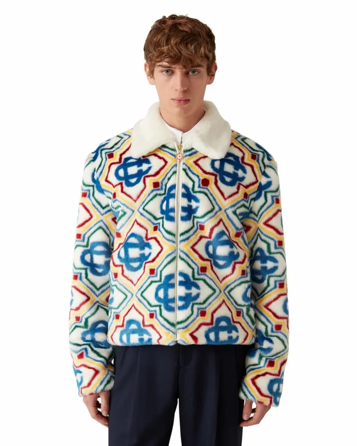 Outerwear Men Casablanca Paris Jacquard Faux Fur Jacket