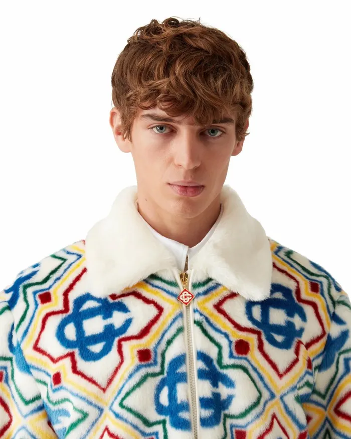 Outerwear Men Casablanca Paris Jacquard Faux Fur Jacket