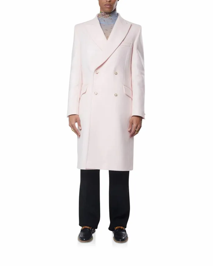 Outerwear Men Casablanca Paris Pink Nativa Wool Double Breasted Overcoat