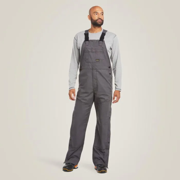 Pants and Shorts Men Ariat Rebar Duracanvas Unlined Bib Rebar Grey