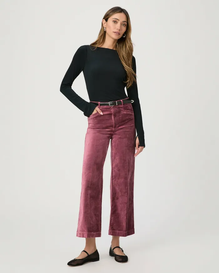 Pants Anessa Trouser Wide Leg Pant 8211 Rose Tea Velvet PAIGE Women