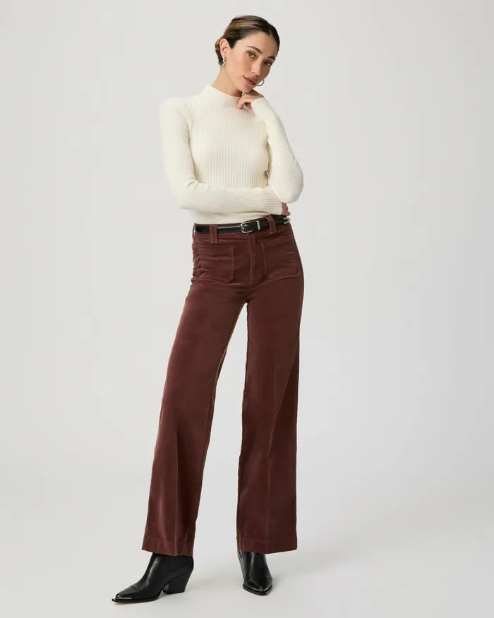Pants PAIGE Women Sasha 32 Inch Wide Leg Pant 8211 Landslide Corduroy