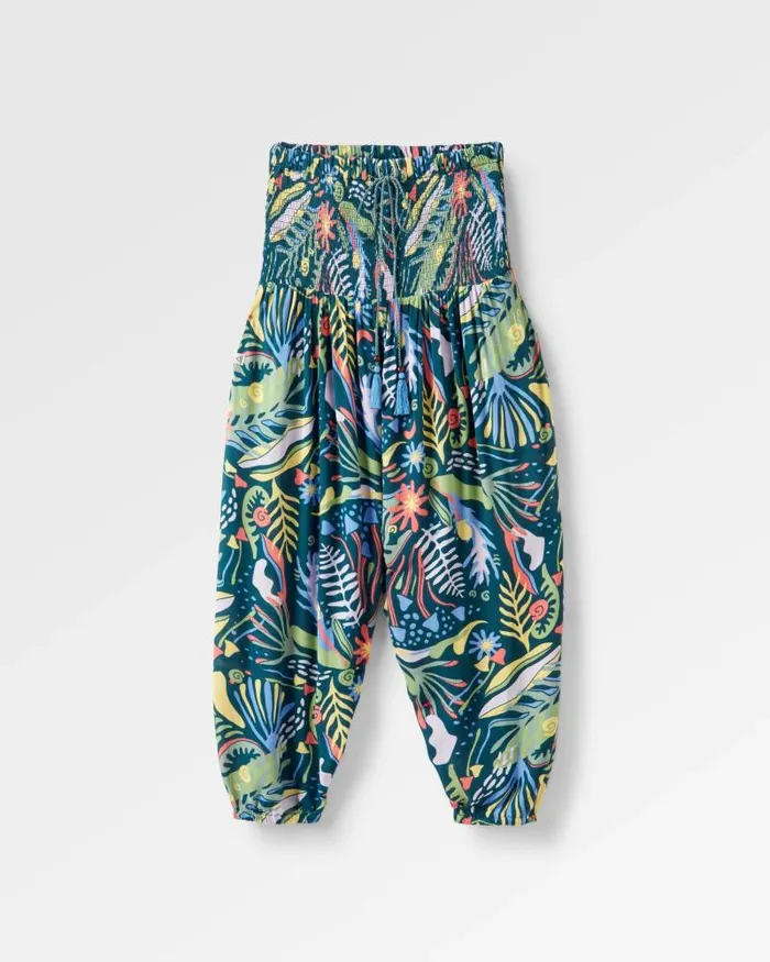 Passenger Bottoms Daylily Printed Loose Trouser Abstract Seaweed Tidal Blue Abstract Seaweed Tidal Blue 8211 Women