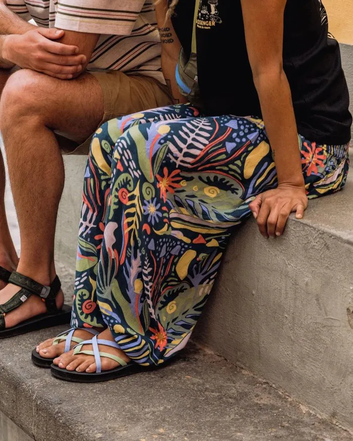 Passenger Bottoms Daylily Printed Loose Trouser Abstract Seaweed Tidal Blue Abstract Seaweed Tidal Blue 8211 Women