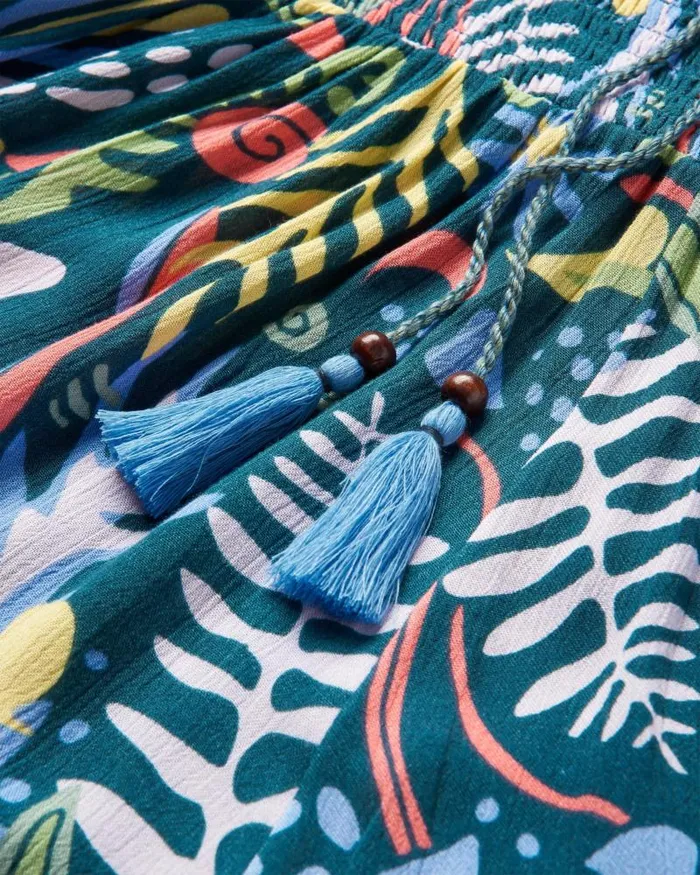 Passenger Bottoms Daylily Printed Loose Trouser Abstract Seaweed Tidal Blue Abstract Seaweed Tidal Blue 8211 Women