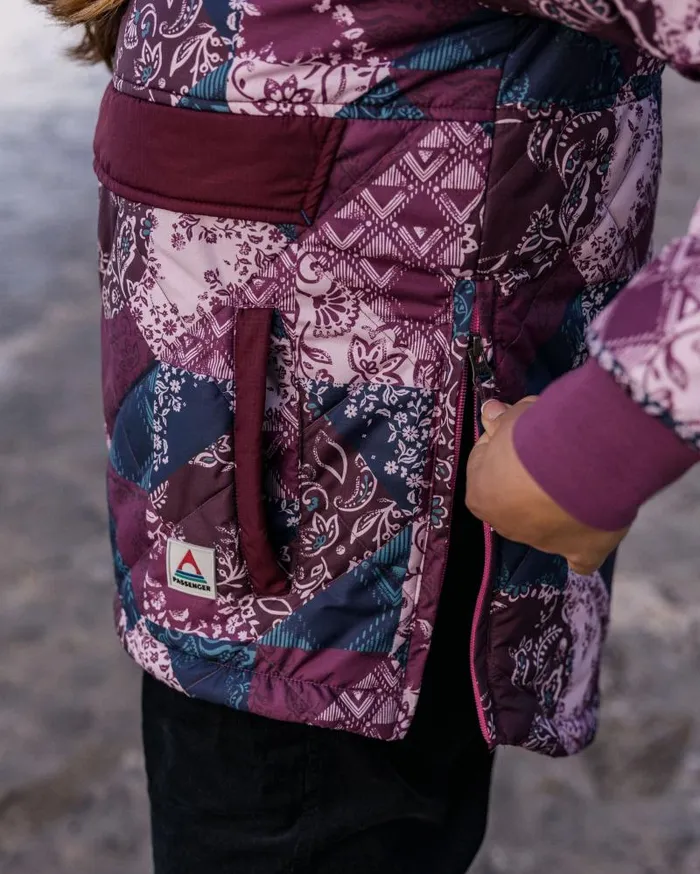 Passenger Jackets Ocean Recycled Insulated 12 Zip Jacket Boho Broken Patchwork Wine Boho Broken Patchwork Wine 8211 Women